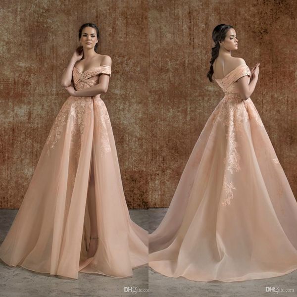 peach pink long prom dresses off the shoulder lace appliqued a line evening gowns sweep train formal pageant dress, Black
peach pink long prom dresses off the shoulder lace appliqued a line evening gowns sweep train formal pageant dress, Black