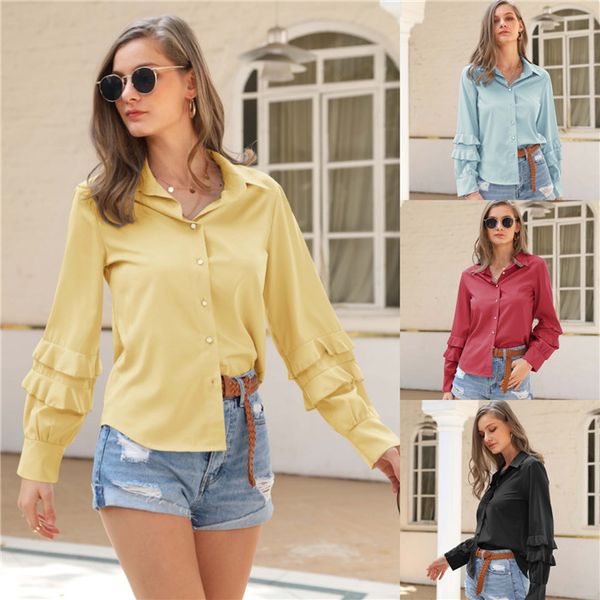 spring designer womens new solid color shirt lapel neck long sleeve fashion casual clothes famale shirt, White
spring designer womens new solid color shirt lapel neck long sleeve fashion casual clothes famale shirt, White