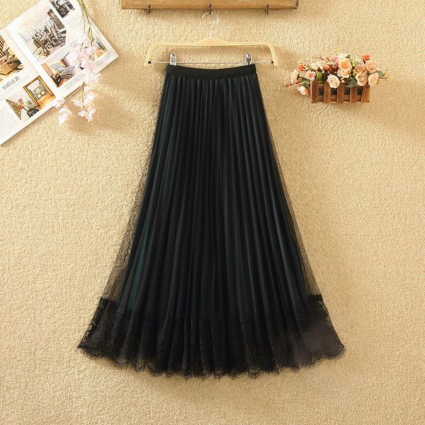 spring new korean version high waist thin double side mesh skirt women's long lace pleated skirt half yarn, Black
spring new korean version high waist thin double side mesh skirt women's long lace pleated skirt half yarn, Black