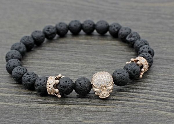 8mm yh3 серебра золота корона черепа скорректированы черной вулканической лавы микро проложить cz циркон кубического циркония браслет эфирны, Black
8mm yh3 серебра золота корона черепа скорректированы черной вулканической лавы микро проложить cz циркон кубического циркония браслет эфирны, Black