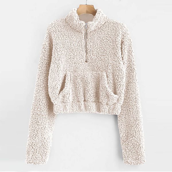 women sweatshirt hoodies short solid long sleeve zipper loose plush sweatshirt autumn winter warm blouse sudadera mujer, Black
women sweatshirt hoodies short solid long sleeve zipper loose plush sweatshirt autumn winter warm blouse sudadera mujer, Black