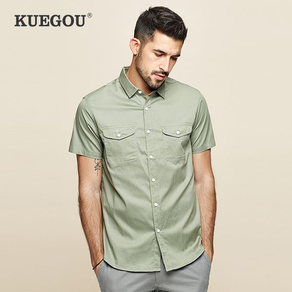 kuegou men's short sleeve shirt 2020 summer fashion leisure contracted tooling shirt green men bc-8811, White;black
kuegou men's short sleeve shirt 2020 summer fashion leisure contracted tooling shirt green men bc-8811, White;black
