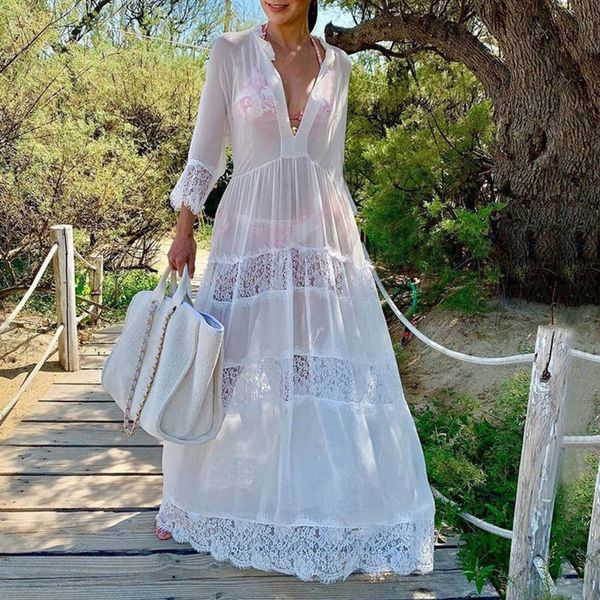 misswim white cover-ups 2020 long sleeve v neck summer suit female mesh beach cover up hollow out transparent beach dress women, Blue;gray
misswim white cover-ups 2020 long sleeve v neck summer suit female mesh beach cover up hollow out transparent beach dress women, Blue;gray