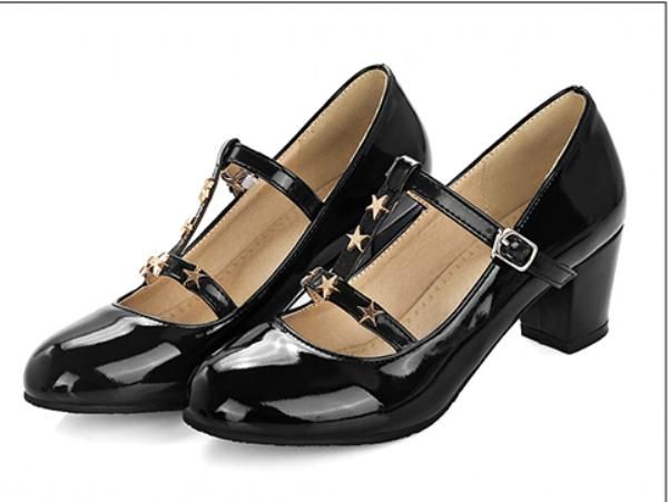 2019 women's shoes in spring and autumn with new style middle heel coarse heel round head, Black
2019 women's shoes in spring and autumn with new style middle heel coarse heel round head, Black
