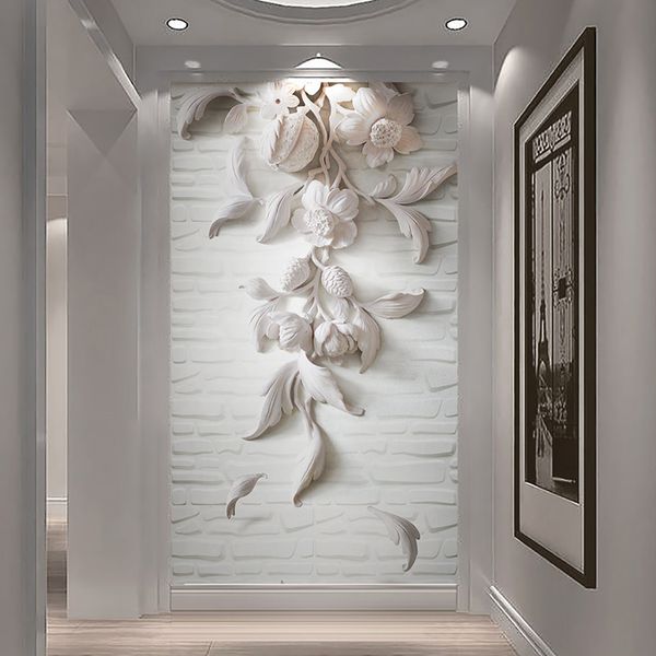 drop shipping custom p wall paper european style 3d embossed white flower art mural wall painting for entrance home decor
drop shipping custom p wall paper european style 3d embossed white flower art mural wall painting for entrance home decor