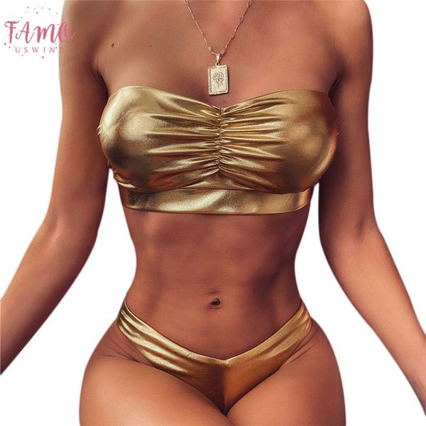 women strapless bikini 2020 summer ladies bathing suits padded bra bikini set women color sequins push up swimsuit, White;black 
women strapless bikini 2020 summer ladies bathing suits padded bra bikini set women color sequins push up swimsuit, White;black