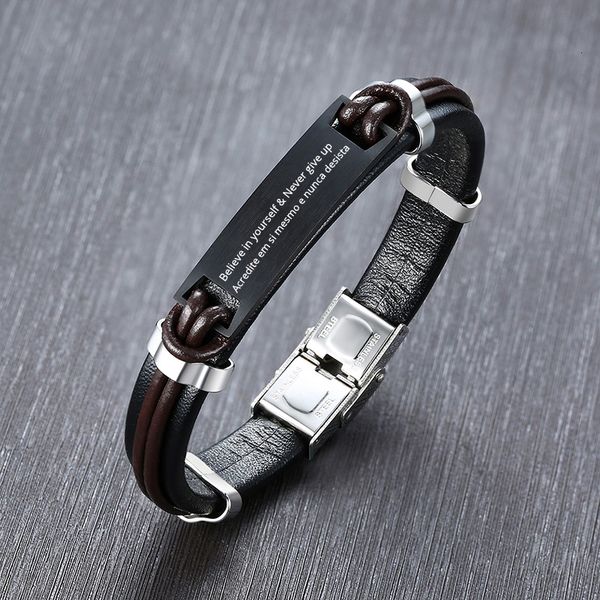 personalized men's leather id bracelet stainless steel engraving inspiration initials name date boyfriend gifts, Golden;silver
personalized men's leather id bracelet stainless steel engraving inspiration initials name date boyfriend gifts, Golden;silver