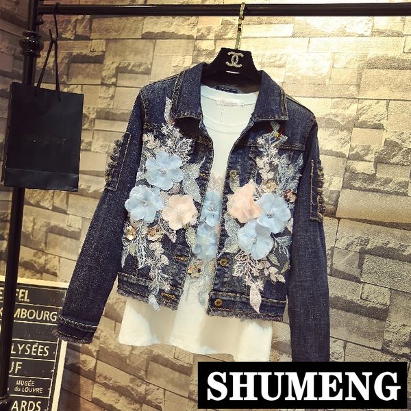 2019 spring fall women korean fashion denim coats holes blue flower embroidery long sleeve jeans coat students cowboy jackets, Black;brown
2019 spring fall women korean fashion denim coats holes blue flower embroidery long sleeve jeans coat students cowboy jackets, Black;brown