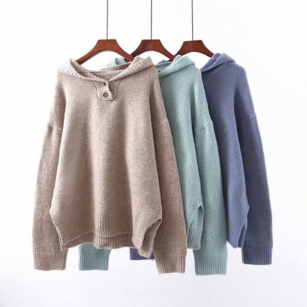 2019 autumn women loose long sleeve hooded knitted sweater pullovers women outerwear sweaters, White;black
2019 autumn women loose long sleeve hooded knitted sweater pullovers women outerwear sweaters, White;black