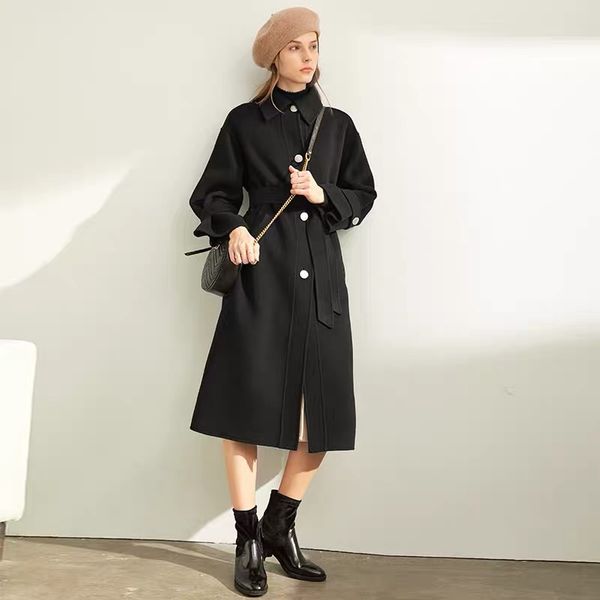 winter wool coat 2019 women plus size autumn long coats with belt female elegant woolen winter coat women hand made clothes, Black
winter wool coat 2019 women plus size autumn long coats with belt female elegant woolen winter coat women hand made clothes, Black