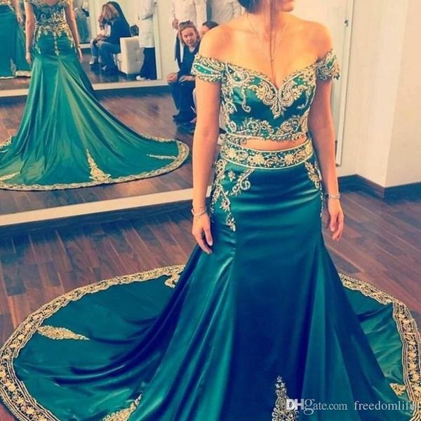 dark green evening dresses two pieces gold applique dazzling robe de soirée off shoulder beaded plus size prom dress celebrity gowns, Black;red
dark green evening dresses two pieces gold applique dazzling robe de soirée off shoulder beaded plus size prom dress celebrity gowns, Black;red