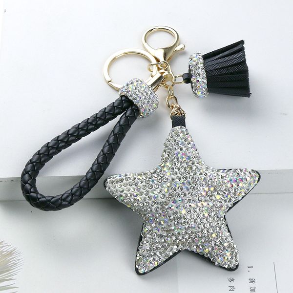 cute rhinestone star key chain sparkling crystal purse pendant tassel braided leather key ring handbag charms, Silver
cute rhinestone star key chain sparkling crystal purse pendant tassel braided leather key ring handbag charms, Silver
