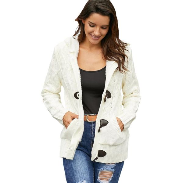 knitting with pockets winter women cardigan warm loose party long sleeve casual button down autumn plush gift hooded, White
knitting with pockets winter women cardigan warm loose party long sleeve casual button down autumn plush gift hooded, White