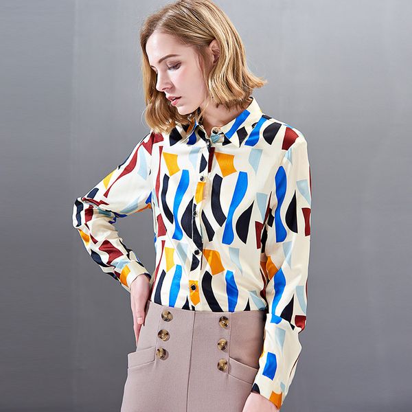 spring 2019 new european american printing women's clothing satin 92% real silk shirt female casual elegant shirts and blouses, White
spring 2019 new european american printing women's clothing satin 92% real silk shirt female casual elegant shirts and blouses, White