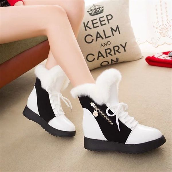 2019 women snow boots fashion natural wool fur winter warm ankle boots for women comfortable lace-up flat shoes metal decoration, Black
2019 women snow boots fashion natural wool fur winter warm ankle boots for women comfortable lace-up flat shoes metal decoration, Black