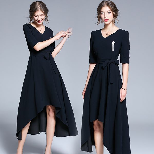 new summer fashion blue high-low dress runway women's 1/2 sleeve knee-length dress office lady business slim party prom dresses, Black;gray
new summer fashion blue high-low dress runway women's 1/2 sleeve knee-length dress office lady business slim party prom dresses, Black;gray