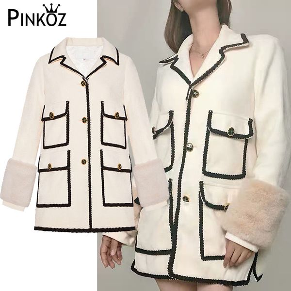 pinkoz new runway 2020 spring autumn women corduroy jacket thick outerwear coats girl's sweet patchwork pockets wool blends coat, Tan;black
pinkoz new runway 2020 spring autumn women corduroy jacket thick outerwear coats girl's sweet patchwork pockets wool blends coat, Tan;black