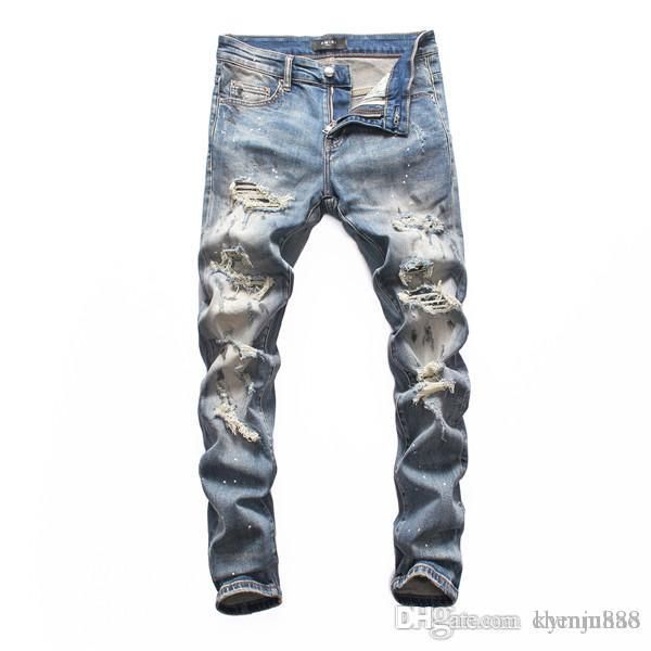 2019 new arrival brand designer men denim jeans embroidery pants fashion holes trousers italy size 44-54, Blue
2019 new arrival brand designer men denim jeans embroidery pants fashion holes trousers italy size 44-54, Blue