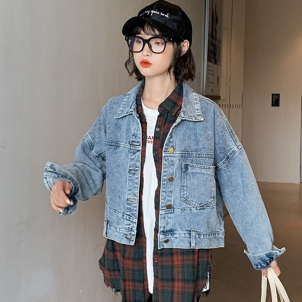 jean jacket women's fall 2019 european and american women's new pure color short paragraph loose matching small jacket women, Black;brown
jean jacket women's fall 2019 european and american women's new pure color short paragraph loose matching small jacket women, Black;brown