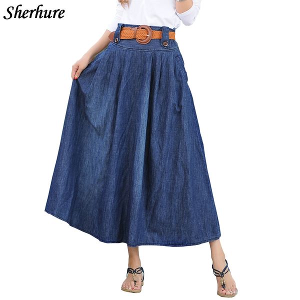 plus size women skirts solid denim skirts elastic high waist pleated long skirt saias faldas maxi skirt with belt jupe femme, Black
plus size women skirts solid denim skirts elastic high waist pleated long skirt saias faldas maxi skirt with belt jupe femme, Black