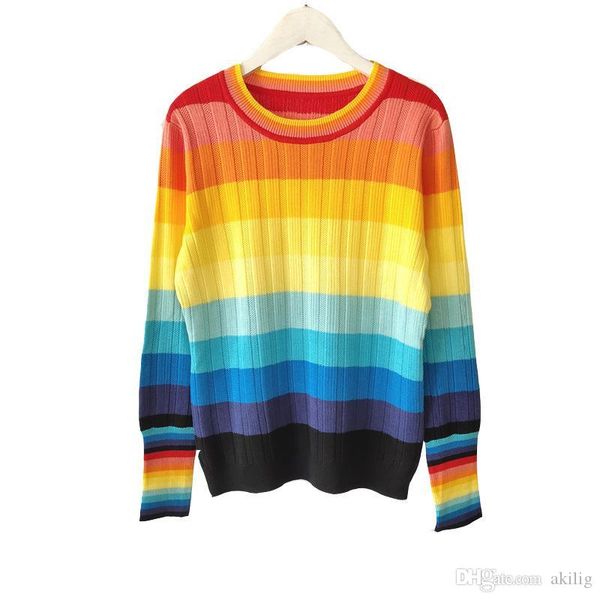 autumn winter new rainbow striped round neck long sleeve pullover wool knit slim luxury women designer sweaters cashmere size s-l, White;black
autumn winter new rainbow striped round neck long sleeve pullover wool knit slim luxury women designer sweaters cashmere size s-l, White;black