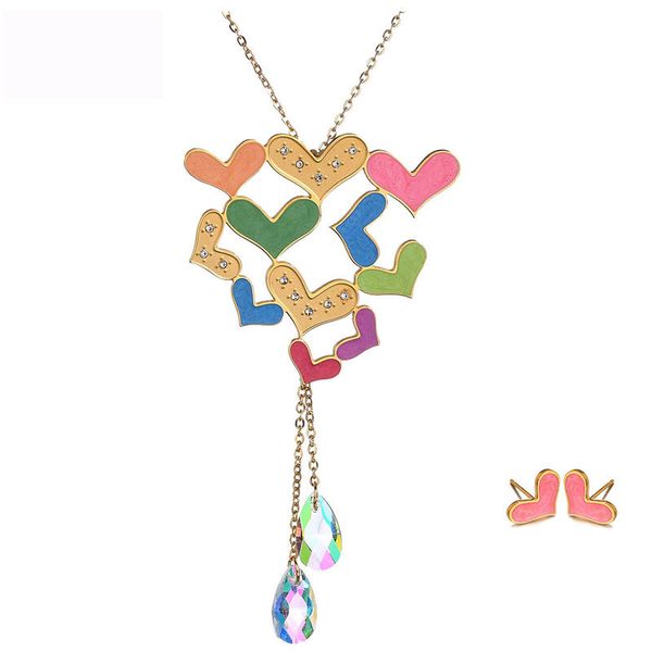 fashion jewelry set female enamel heart earring studs necklace pendant set lover wedding party anniversary birthday gifts women, Silver
fashion jewelry set female enamel heart earring studs necklace pendant set lover wedding party anniversary birthday gifts women, Silver