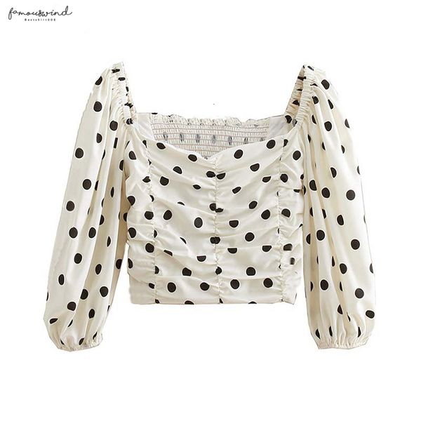 short women dots style blouse slash neck back elastic lantern sleeve shirts side zipper sweet crop blusas da248, White
short women dots style blouse slash neck back elastic lantern sleeve shirts side zipper sweet crop blusas da248, White