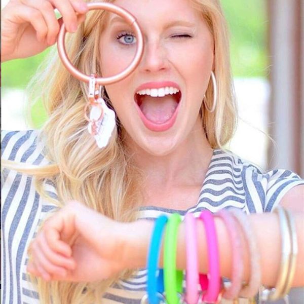 new designer cute keychains pure color silicone bangle bracelet keyring tassel circle key ring keychain wristlet for women girls wholesale, Slivery;golden
new designer cute keychains pure color silicone bangle bracelet keyring tassel circle key ring keychain wristlet for women girls wholesale, Slivery;golden