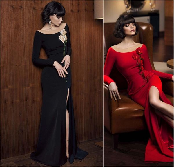 2020 papilio mermaid evening dresses scoop high-split hand made flower long sleeve prom gown satin custom made formal party dress, Black;red
2020 papilio mermaid evening dresses scoop high-split hand made flower long sleeve prom gown satin custom made formal party dress, Black;red
