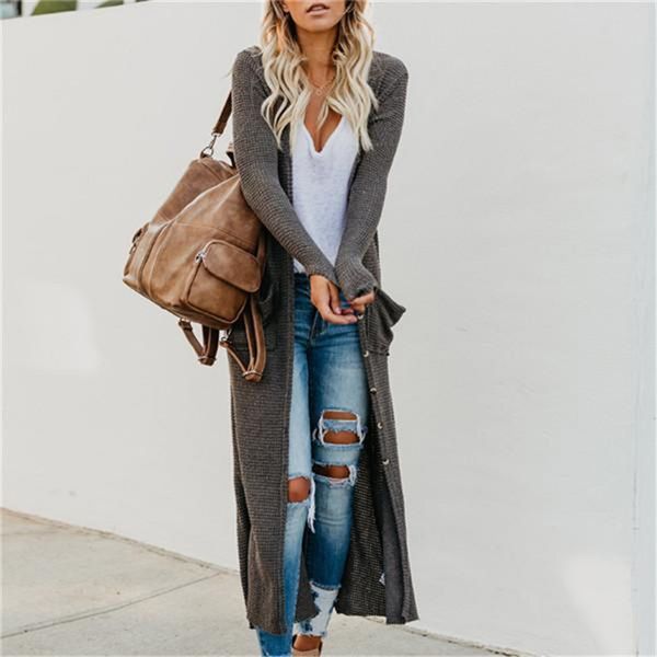 ladies casual loose button long sleeve cardigan coat pocket trumpet sleeves slim fit knitted sweater outerwear, Black;brown
ladies casual loose button long sleeve cardigan coat pocket trumpet sleeves slim fit knitted sweater outerwear, Black;brown