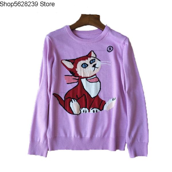 sweater female backing shirt student age reduction purple kitten jacquard wool knitting shirt, White;black
sweater female backing shirt student age reduction purple kitten jacquard wool knitting shirt, White;black