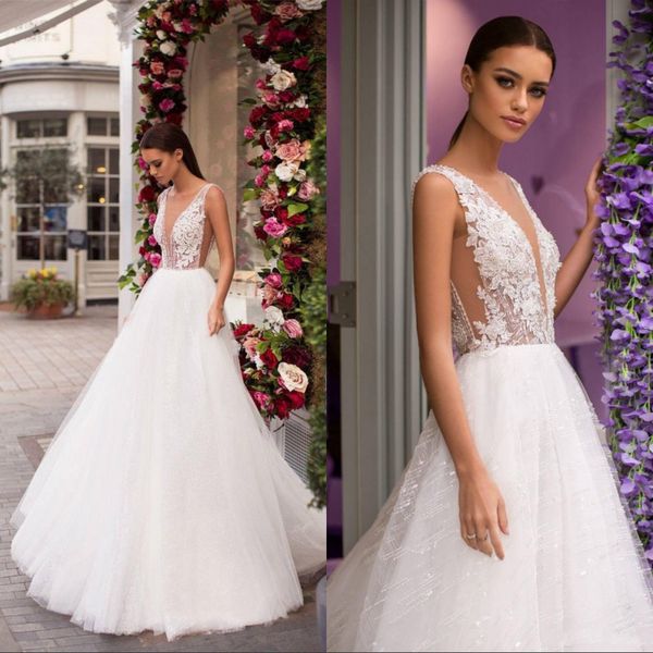 summer beach wedding dresses sheer deep v neck lace appliques beads a line boho bridal gowns vestido de novia, White
summer beach wedding dresses sheer deep v neck lace appliques beads a line boho bridal gowns vestido de novia, White
