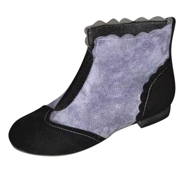 women's winter boots fashion rome shoes 2019 mixed color retro short ankle snow booties leather low heels slip on shoes female, Black
women's winter boots fashion rome shoes 2019 mixed color retro short ankle snow booties leather low heels slip on shoes female, Black