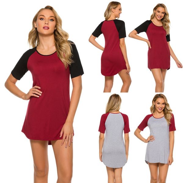 round neck casual comfortable women home service breathable cotton nightdress short-sleeved color matching homewear, White;black
round neck casual comfortable women home service breathable cotton nightdress short-sleeved color matching homewear, White;black