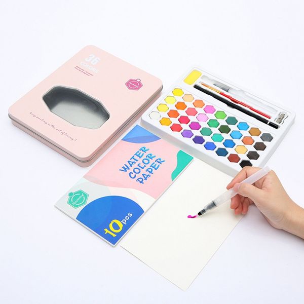 8pcs solid water color with iron box for beginners portable painting supplies 36 colors paint brush
8pcs solid water color with iron box for beginners portable painting supplies 36 colors paint brush