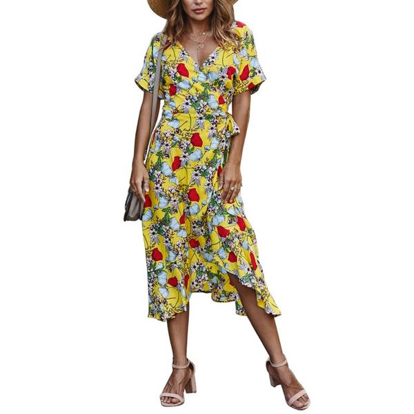 casual dresses women's dress 2021 holiday short sleeve ladies long summer floral print beach wrap, Black;gray
casual dresses women's dress 2021 holiday short sleeve ladies long summer floral print beach wrap, Black;gray