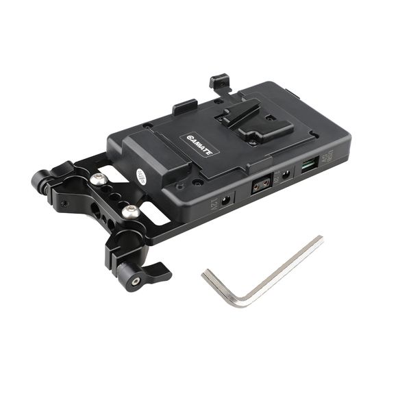 camvate v lock mounting plate power supply splitter with 15mm rod clamp item code: c1524
camvate v lock mounting plate power supply splitter with 15mm rod clamp item code: c1524