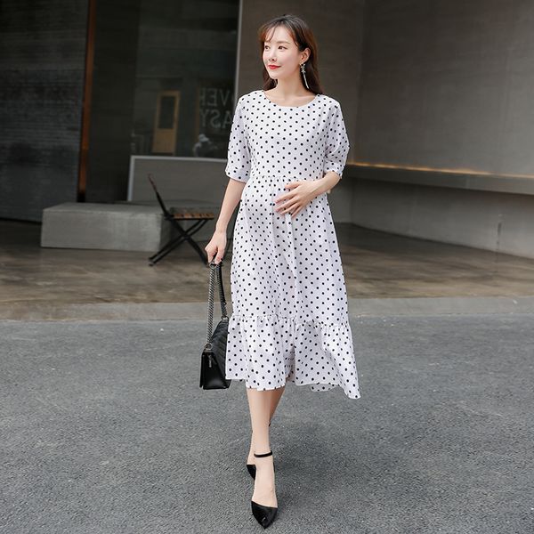 9007# dot printed chiffon maternity long dress summer fashion party long dress clothes for pregnant women pregnancy clothing, White
9007# dot printed chiffon maternity long dress summer fashion party long dress clothes for pregnant women pregnancy clothing, White