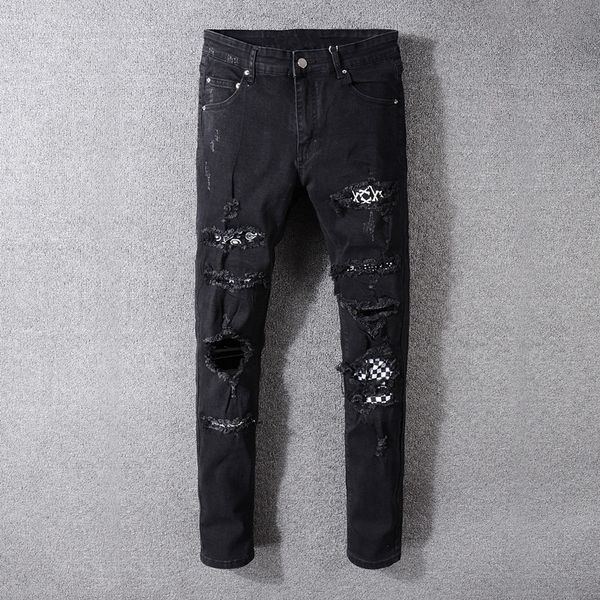 high street fashion men's jeans black color destroyed hip hop jeans men broken punk pants patch skinny ripped for men, Blue
high street fashion men's jeans black color destroyed hip hop jeans men broken punk pants patch skinny ripped for men, Blue