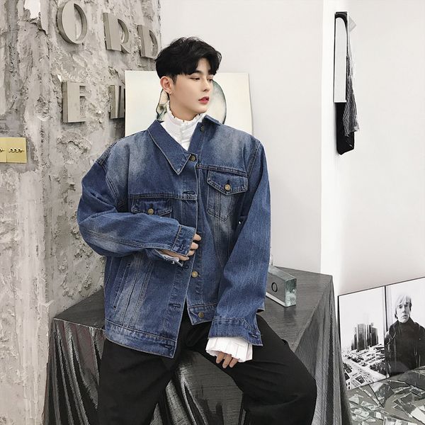 ewq 2019 new arrival spring men asymmetry solid denim jacket chic long sleeve loose jean coat clothing for male hd596, Black;brown
ewq 2019 new arrival spring men asymmetry solid denim jacket chic long sleeve loose jean coat clothing for male hd596, Black;brown