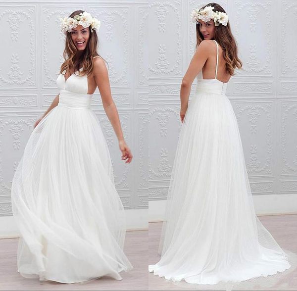 simple design summer beach wedding dresses 2020 lace vintage a line v-neck spaghetti backless bohemian boho bridal gowns, White
simple design summer beach wedding dresses 2020 lace vintage a line v-neck spaghetti backless bohemian boho bridal gowns, White