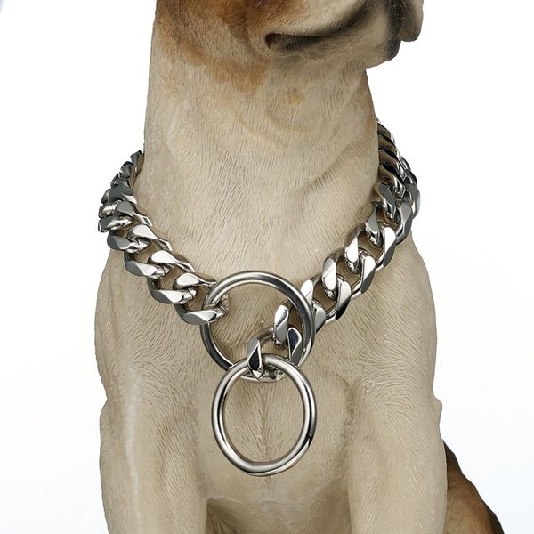 large silver dog collar, 15/19mm heavy stainless steel fierce dog training choke cuban link miami chain pet training necklace
large silver dog collar, 15/19mm heavy stainless steel fierce dog training choke cuban link miami chain pet training necklace