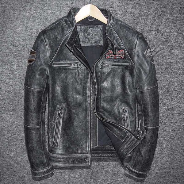 pure geniune for men cow leather vintage jacket spring autumn plus size jaqueta de coruo 6690-2 mf225, Black
pure geniune for men cow leather vintage jacket spring autumn plus size jaqueta de coruo 6690-2 mf225, Black