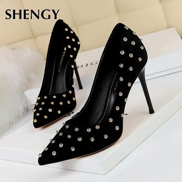 2020 casual rivet thin high heels women shallow fashion high heels 9cm pumps party shoes, Black
2020 casual rivet thin high heels women shallow fashion high heels 9cm pumps party shoes, Black