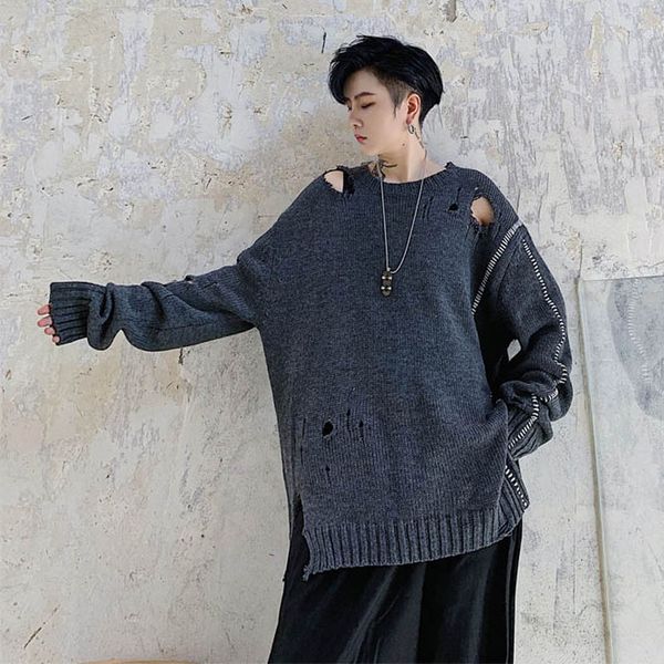 men autumn winter loose big hole casual knitted pullover sweater male vintage streetwear hip hop punk gothic fashion sweater, White;black
men autumn winter loose big hole casual knitted pullover sweater male vintage streetwear hip hop punk gothic fashion sweater, White;black