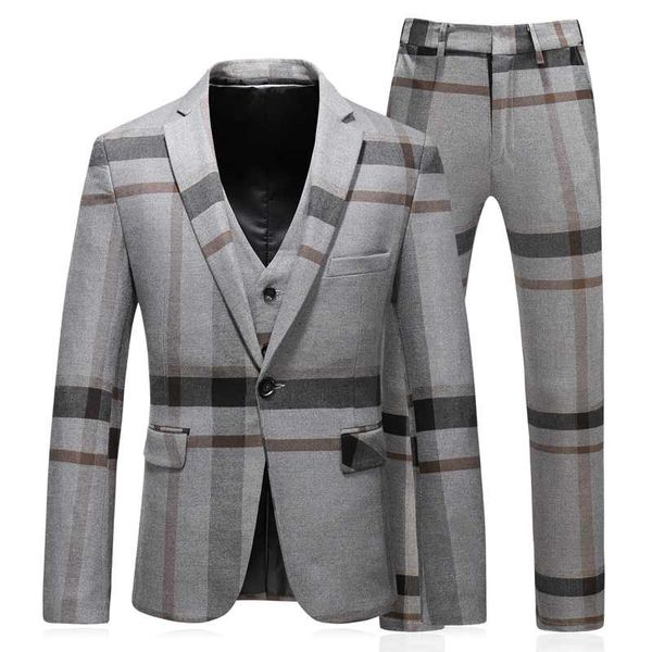 jacket + vest + trousers) new men's boutique plaid wedding dress set 2020 three-piece men's formal business casual outfit, White;black
jacket + vest + trousers) new men's boutique plaid wedding dress set 2020 three-piece men's formal business casual outfit, White;black