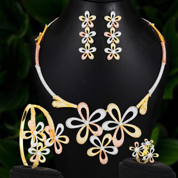 godki 4pcs tricolor flowers jewelry set african for women wedding african cubic zirconia dubai bridal jewelry 2020, Silver
godki 4pcs tricolor flowers jewelry set african for women wedding african cubic zirconia dubai bridal jewelry 2020, Silver