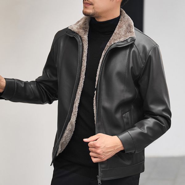spring, autumn and winter male pu leather middle-aged plus velvet thick loose men's jacket warm motorcycle clothing, Black
spring, autumn and winter male pu leather middle-aged plus velvet thick loose men's jacket warm motorcycle clothing, Black