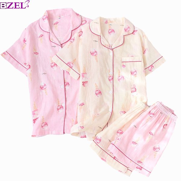 spring and summer ladies pajamas set cartoon ice-cream printed short sleeve+shorts 100% gauze cotton sleepwear comfort homewear, Blue;gray
spring and summer ladies pajamas set cartoon ice-cream printed short sleeve+shorts 100% gauze cotton sleepwear comfort homewear, Blue;gray