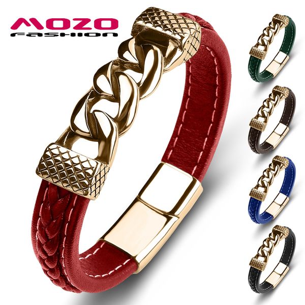 mozo fashion new classic men bracelet genuine leather stainless steel charm bracelet women jewelry bracelets red, Golden;silver
mozo fashion new classic men bracelet genuine leather stainless steel charm bracelet women jewelry bracelets red, Golden;silver